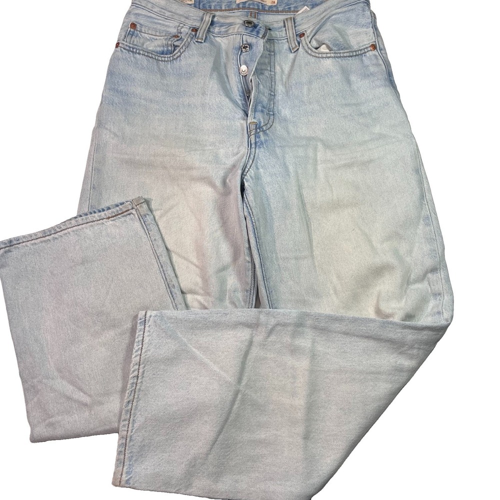 Levi's Premium Ribcage Straight Ankle Light Wash Womens 28 X 27 Jeans Button Fly